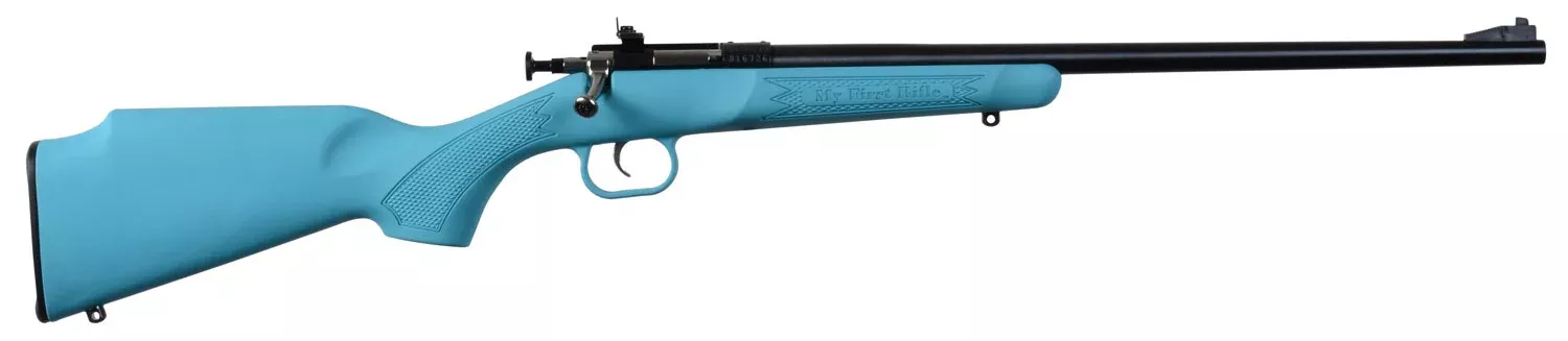 Crickett KSA2302 Youth22 LR 1rd 16.12″ Blued Barrel & Receiver, Fixed Front/Adjustable Rear Peep Sights, Blue Synthetic Stock w/11.5″ LOP, Rebounding Firing Pin Safety
