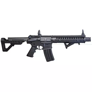 Crosman DPMS SBR Full Auto BB Rifle | 430 Feet Per Second | 6 Position Adjustable Butt Stock | Blowback Action | 25 Dropout Mag | Flip Up Iron Sights | Angled Foregrip | Black Finish | DSBR