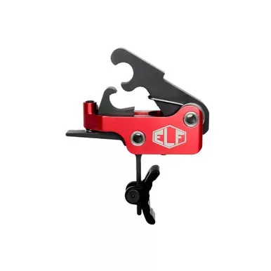 Elftmann Tactical SE | Adjustable Trigger | Large Pin | Curved with Black Shoe | Fits AR-15 | Anodized Finish | Red | SE-170-B-C