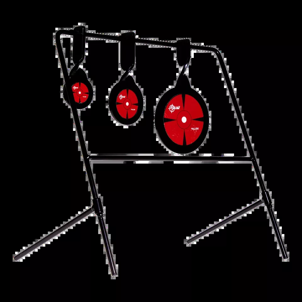 EZ-Aim 15403 Deflector Spinner Target System for Air Rifles and Rimfire Firearms - Black/Red Steel Circle