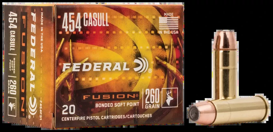 Federal Fusion 454 Casull 260gr Soft Point Handgun Ammo - 20 Rounds