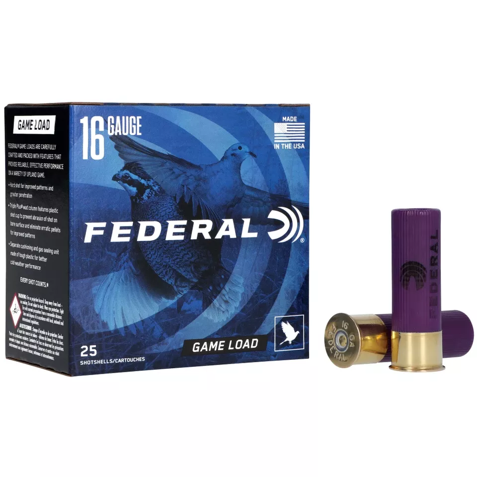 Federal Game Load 16 Gauge 2 3/4" #7.5 Shot, 25 Rounds per Box, 250 Rounds per Case