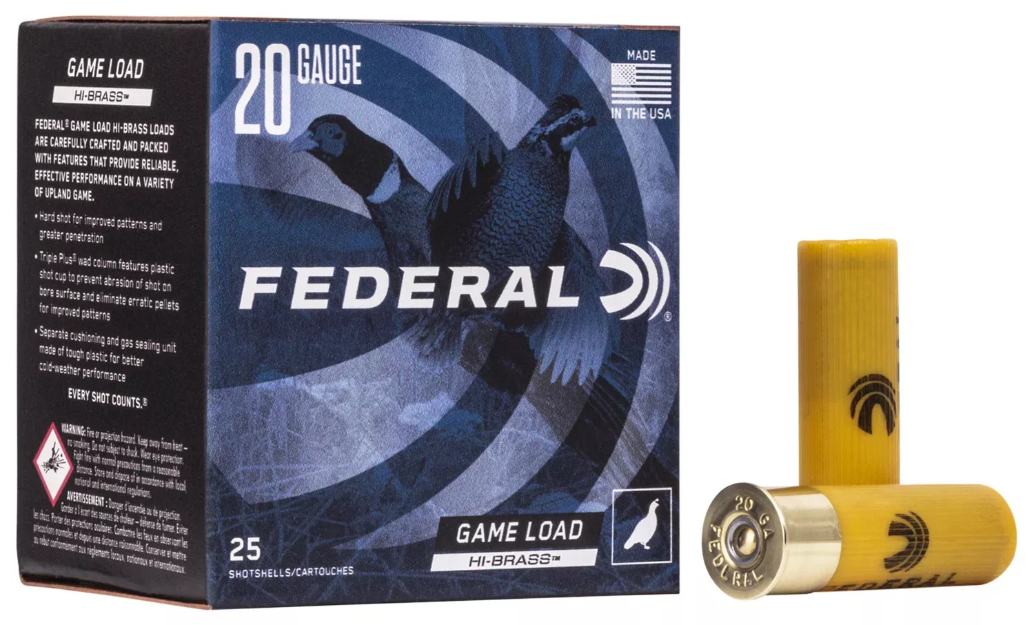 Federal H2044 Game-Shok High Brass 20Gauge 2.75″ 1oz 4Shot 25 Per Box/10 Case