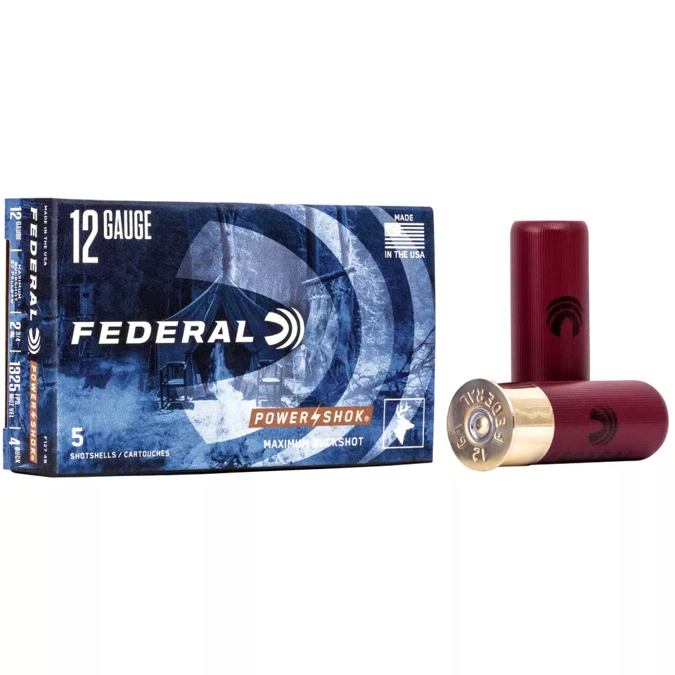 Federal Power-Shok 12 Gauge 2.75" #4 Buckshot 5 Rounds/250 Rounds Case