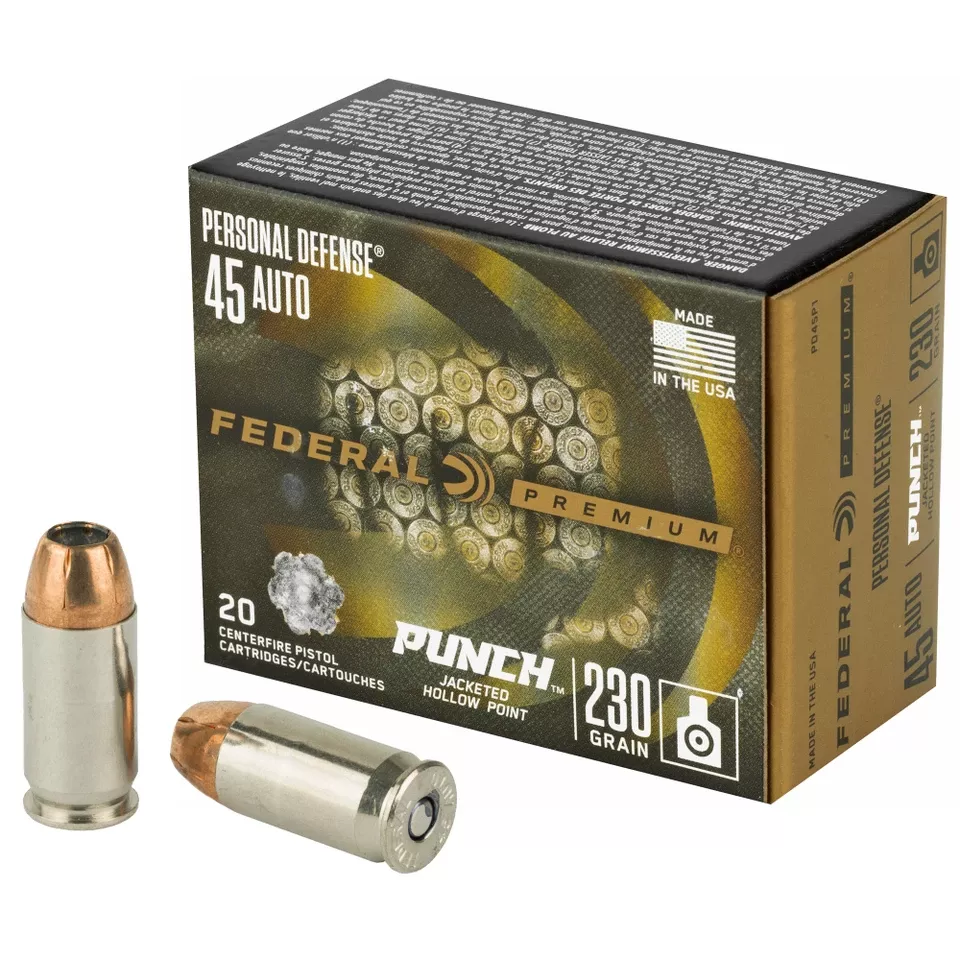 Federal Punch .45 ACP 230 Grain JHP Ammunition - 20 Rounds/200 Rounds