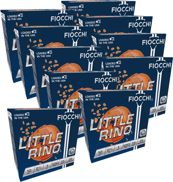 FIOCCHI LITTLE RINO 12GA 2.75″ – 1OZ #7.5 1250FPS 250RD CASE