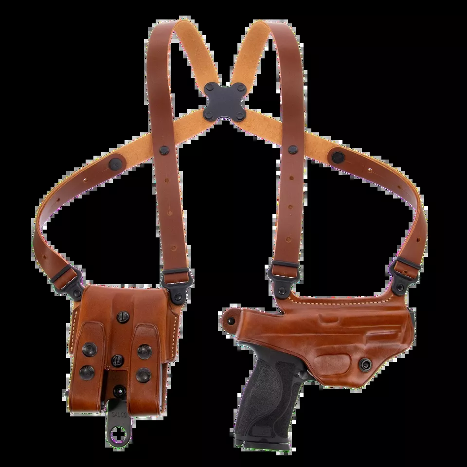 Galco MC224 Miami Classic Shoulder Holster for Glock 19/17/22, Right Hand, Tan Leather, Fits Up to 56" Chest