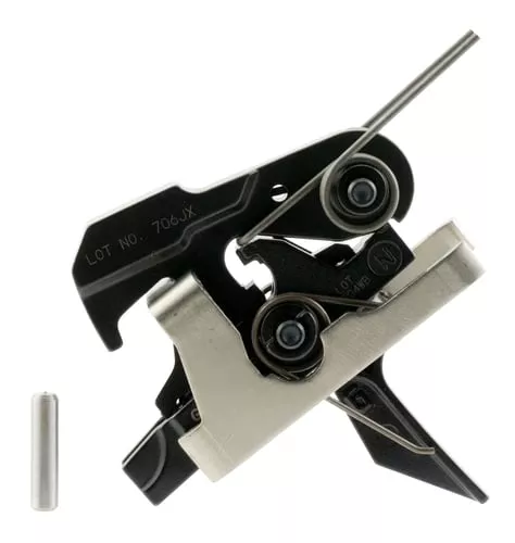 Geissele Automatics 05659 Super MCX SSA Two-Stage Flat Trigger with 4.25-4.75 lbs Draw Weight & Black/Silver Finish for Sig MCX