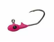 Gene Larew Lures Crappie Pro 1/48oz Overbite Sickle Mo'Glo Jigheads Pink 10pk 148OBS06