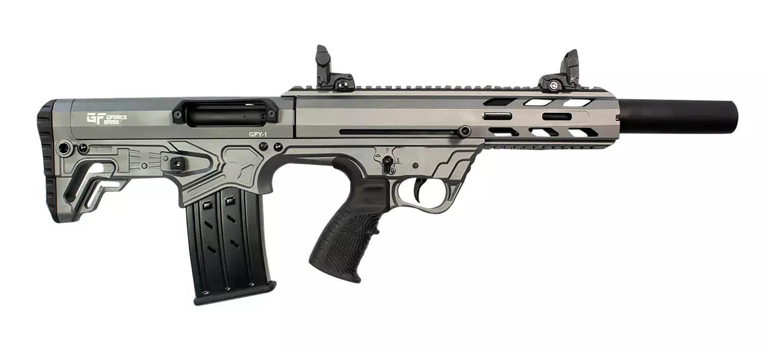 Gforce Arms GFY11220TG GFY-1 USA 12 Gauge Semi-Auto 3″ 5+1 18.50″ Black Threaded Barrel, Tactical Gray Cerakote Aluminum Receiver w/Picatinny Rail, Gray Bullpup Polymer Stock, Polymer Grip