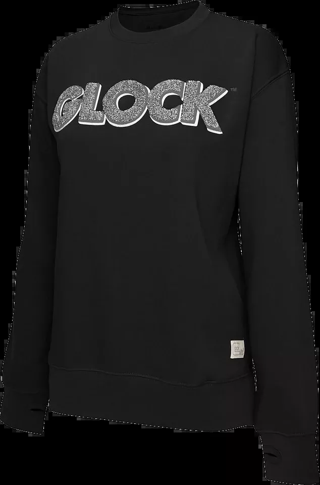 Glock AP96256 Black Raglan Fleece Crewneck - Medium Long Sleeve Cotton/Polyester