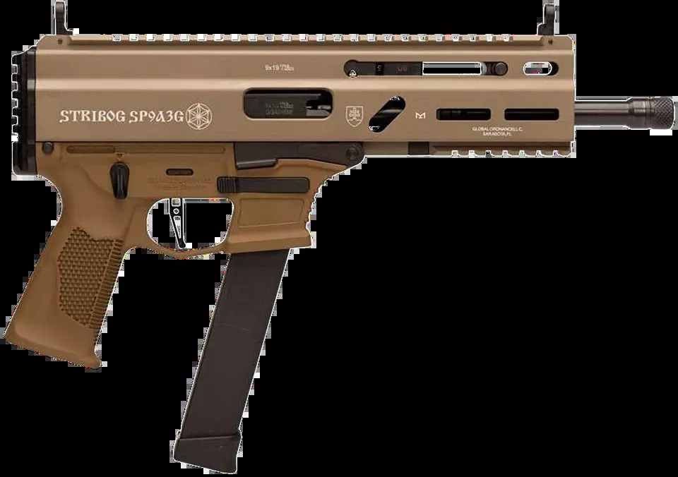 Grand Power SP9A3 Stribog 9mm 30+1 FDE with Threaded Barrel and Folding Stock