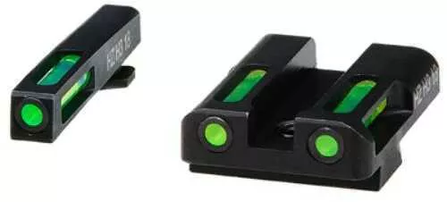 Hi-Viz LiteWave H3 Tritium/Litepipe Night Sights | Fits Glock 17,19,26,27,33,34 | Green Front and Rear | GLN325