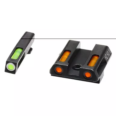 Hi-Viz LiteWave H3 Tritium/Litepipe Night Sights | For GLOCK 42/43 | Green Front with White Front Ring | Orange Rear | GLN421
