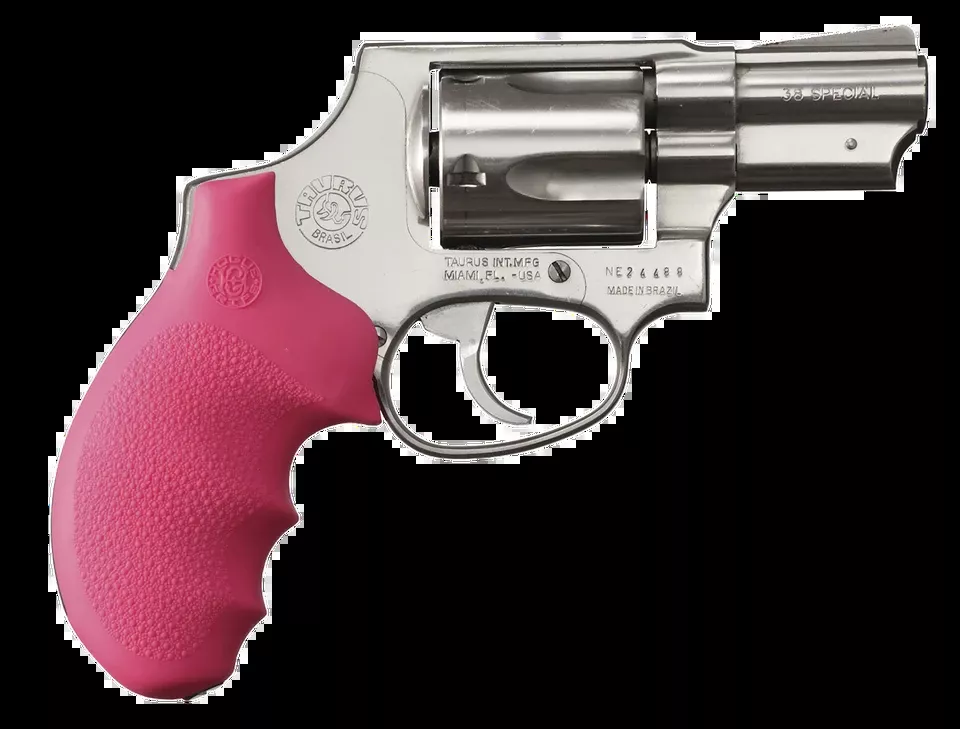Hogue 67007 OverMolded Monogrip for Taurus 85 - Pink Rubber with Finger Grooves
