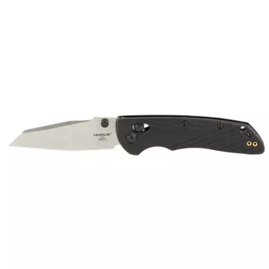 Hogue Deka | Folding Knife | CPM MagnaCut | Stone Tumble Finish | Silver | Plain Modified Wharncliffe Edge | 3.25″ Blade | Black Polyamide Nylon 12 Grips | 24369