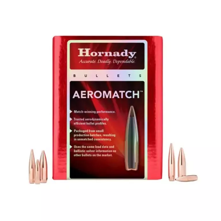 Hornady Aeromatch Rifle Bullets SEQUENTIAL .22 Cal .224″ 77 gr (1-9″) HPBT W/C 500/ct