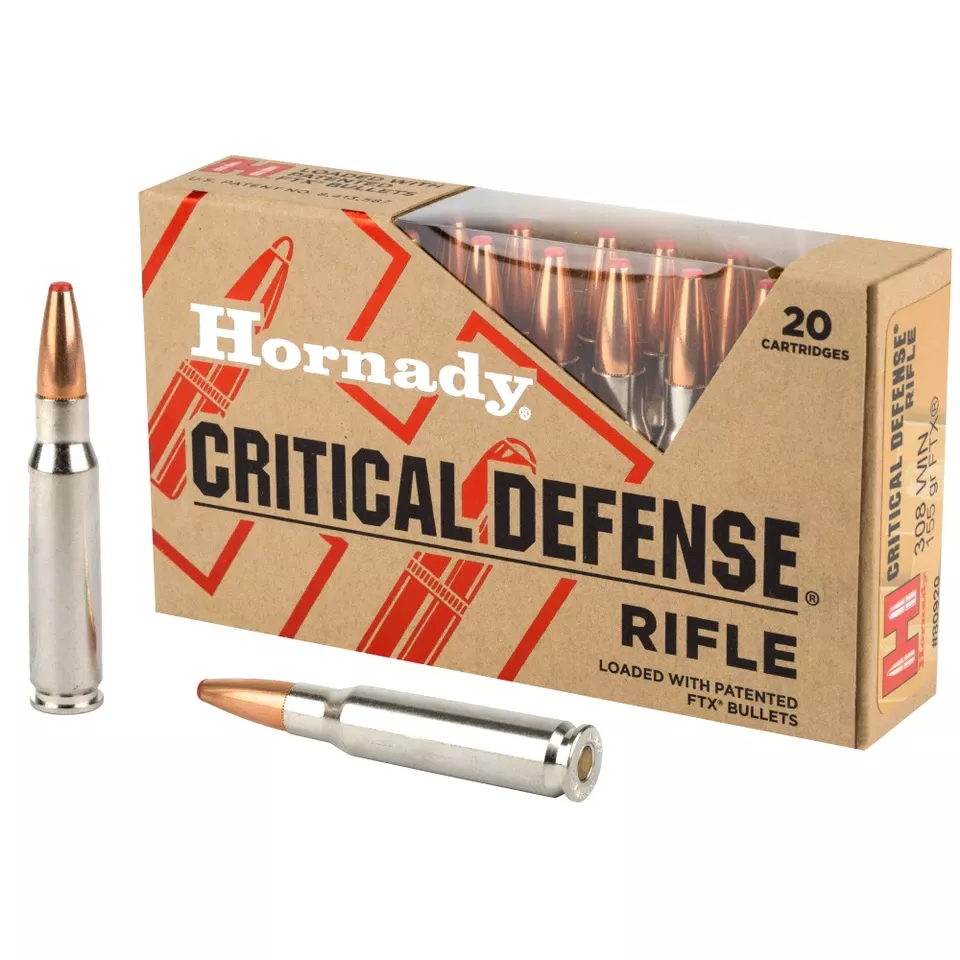 Hornady Custom 308 Winchester 155 Grain FTX Ammunition - 20 Rounds/200 Rounds