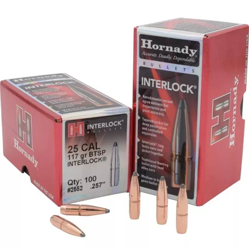 HORNADY – InterLock 25 Cal (.257″) 117gr Boat Tail Spire Point 100/Box Quantity Discount PriceAdd To Favorite