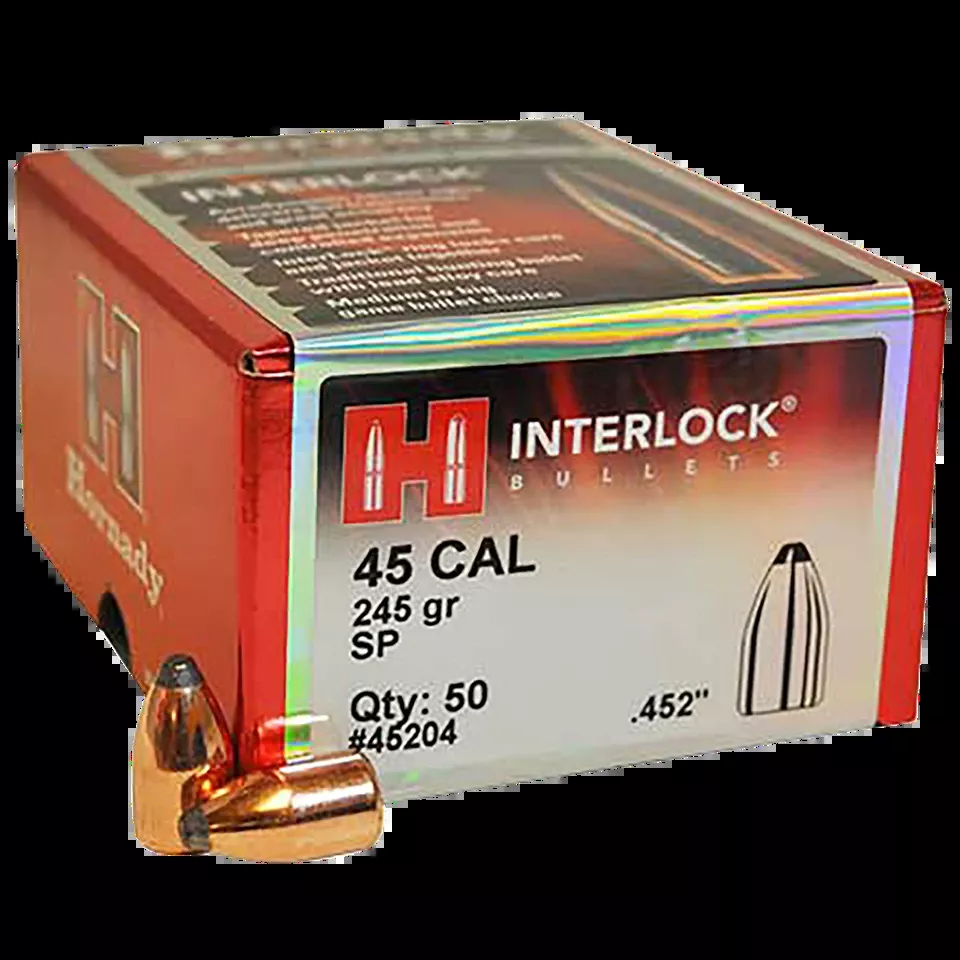 Hornady InterLock .45 Cal 245 gr Spire Point Bullets - 50/Box