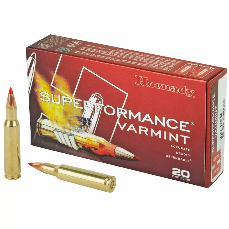 Hornady Superformance 222 Remington 50 Grain V-MAX Ammunition - 20 Rounds/200 Rounds