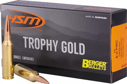 HSM TROPHY GOLD 6.5 PRC – 140GR BERGER VLD 20RD 25BX/CS