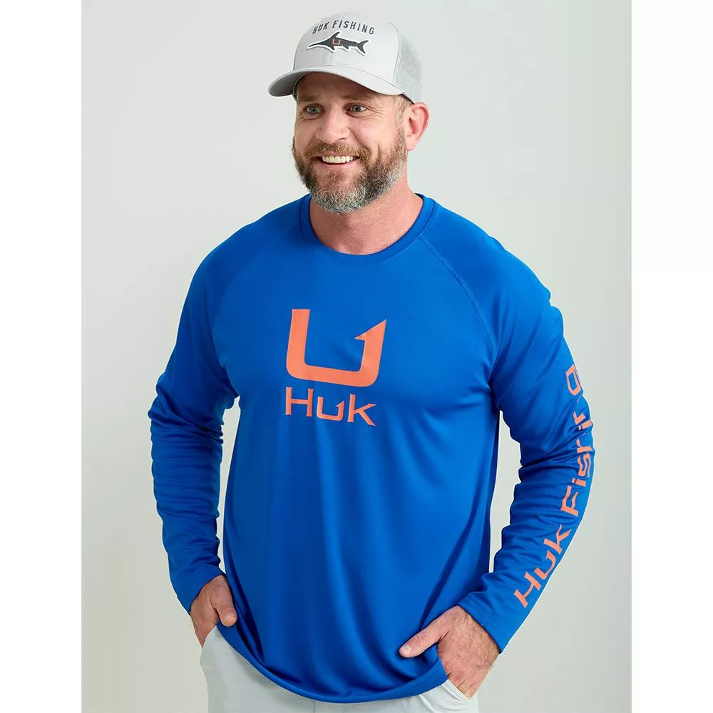 Huk Icon Crew Long Sleeve Shirt Ocean Blue L