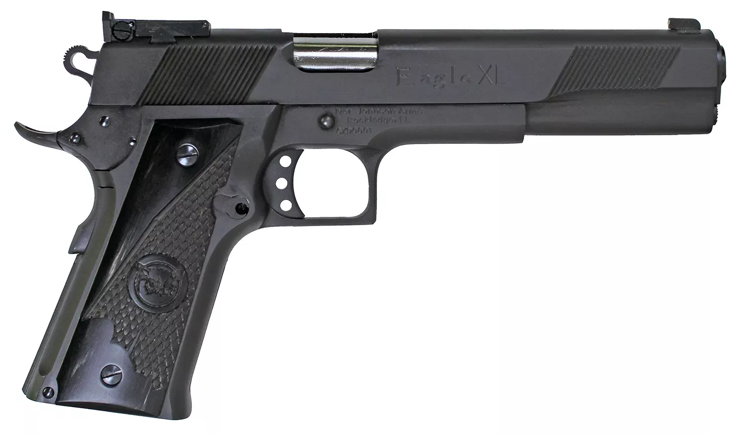 Iver Johnson Arms EAGLEXLDS Eagle XL 45 ACP 14+1 6″ Stainless Steel Barrel, Matte Black Steel Serrated Slide, Matte Black Steel Frame W/Beavertail, Black G10 Grip