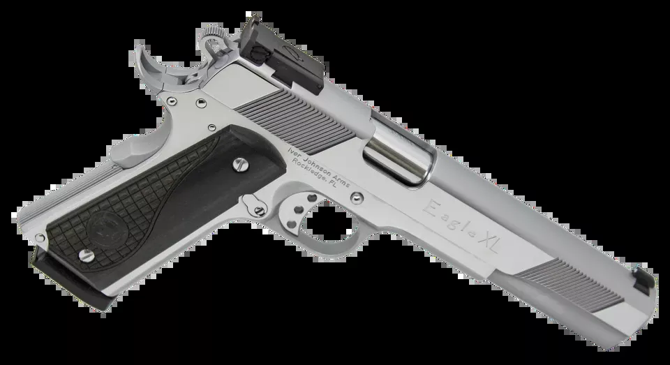 Iver Johnson Eagle XL 45 ACP Pistol - Chrome Finish, Walnut Grip