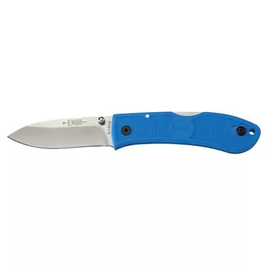KA-BAR Knives Dozier | Folding Knife | 3″ Blade Length | 7.25″ Overall Length | AUS 8A Stainless Steel | Satin Finish | Silver | Blue Zytel Grip | Plain Edge | Thumb Stud/Reversible Pocket Clip | 4062BL