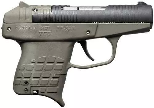 Kel-Tec PR-3AT Compact Frame 380 ACP 10+1 2.85" Black Rotating Barrel Shroud, Green Polymer Frame