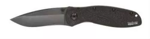 Kershaw Blur Folding Knife/Assisted 14C28N/Stone Washed Plain Drop Point Thumb Stud/Pocket Clip 3.375" Black AFALSEdized Al