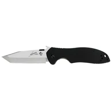 Kershaw Emerson CQC | 3.25″ Folding Knife | Tanto Point | Plain Edge | Black G10 Frame | CR13MOV Stonewashed Finish | Wave/Dual Thumb Disc/Pocket Clip | 6034T