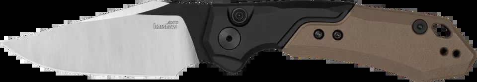 Kershaw Launch 19 Automatic Folding Knife with Black Satin CPM 154 Blade and Black Aluminum/Brown G10 Handle