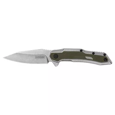 Kershaw Salvage Assisted Opening Pocket Knife 2.9″ Modified Clip Point 8Cr10MoV Stonewashed Blade Stainless Steel Handle Green