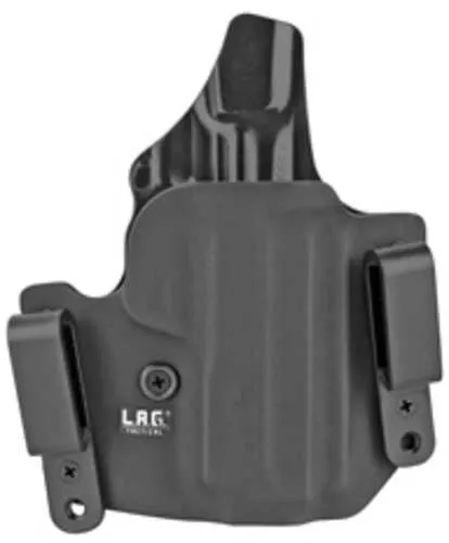 L.A.G. Tactical, Inc. Defender Series | OWB/IWB Holster | Fits S&W M&P Shield 380 EZ | Kydex | Right Hand | Black Finish | 4062