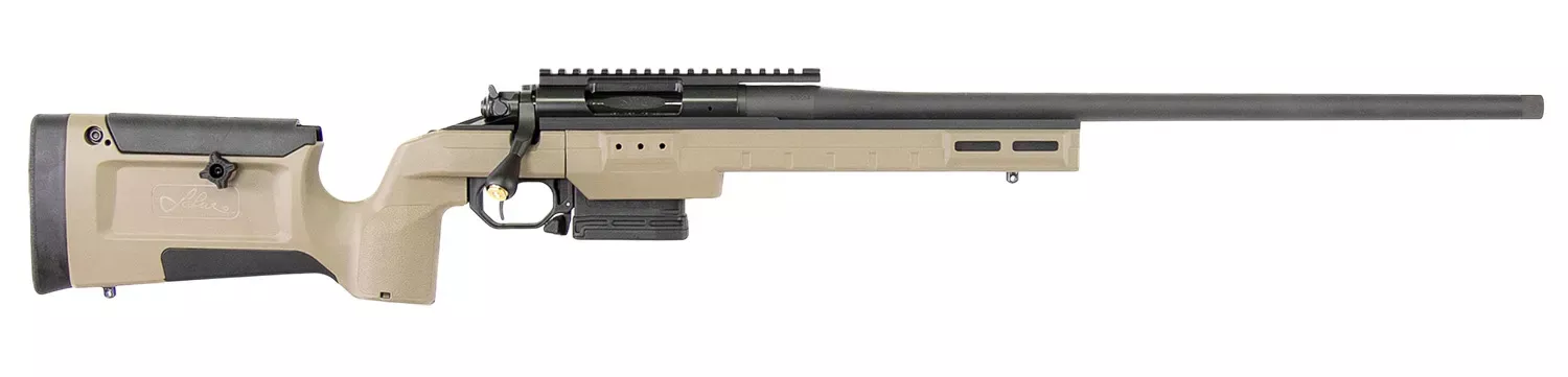 Larue Tactical LTKRGSIETE65CM23FDE 6.5 Creedmoor 23″ Threaded Barrel, Picatinny Rail Receiver, Larue KRG Bravo Gray Polymer Chassis