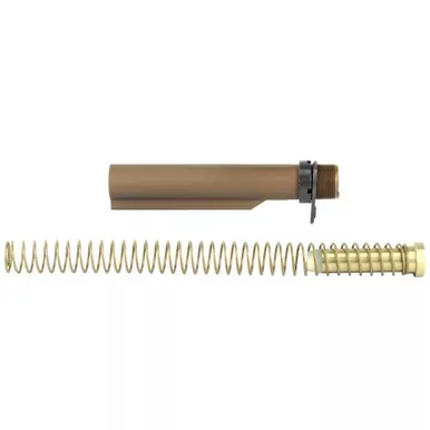 LBE Unlimited AR15 Milspec Buffer Tube Kit | Buffer Tube | Recoil Spring | Castle Nut | Receiver End Plate | Recoil Buffer | Brown | MILBUFKT-WB