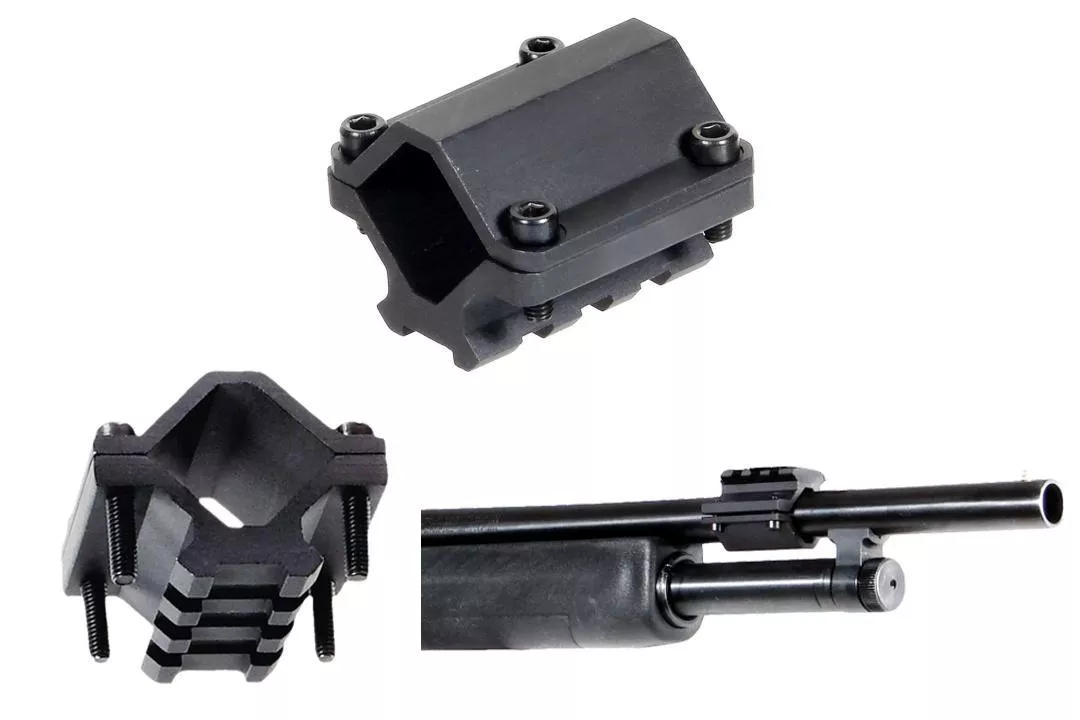 Leapers UTG Paintball Rail Barrel MountUniversal Shotgun – 3 Slot – Single-rail