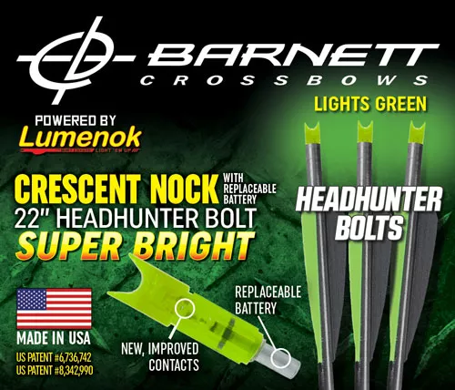 LUMENOK XBOW ARROW 22″ BARNETT – HEADHUNTER GREEN CRESCENT 3PK