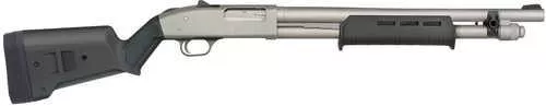 Mossberg 590A1 Professional Series 12 Gauge Pump 3" 6+1 18.50" Silver Marinecote Heavy Walled Barrel, Silver Marinecote Steel Drilled & Tapped Receiver, Magpul SGA Black Synthetic Stock, Ambidextrous