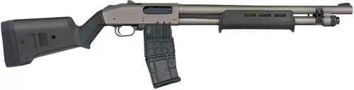 Mossberg 590M 12 Gauge 10+1 18.50" Tungsten Gray Cerakote Barrel & Steel Drilled & Tapped Receiver, Magpul SGA Black Synthetic Stock