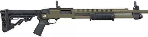 Mossberg 590R 12 Gauge Pump 3" 6+1 18.50" OD Green Cerakote Heat Shield Barrel, OD Green Cerakote Steel Receiver, Black AR Mil-Spec Adjustable Synthetic Stock, Black Magpul Grip