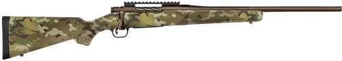 Mossberg Patriot Compact 7mm PRC 3+1 20" Patriot Brown Cerakote Threaded Bull Barrel, Patriot Brown Cerakote Steel Receiver w/Picatinny Rail, MultiCam Fixed Synthetic Stock