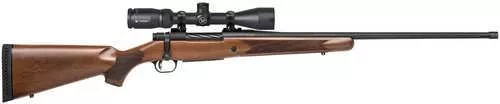 Mossberg Patriot w/Optic Full Size 7mm PRC 3+1 24" Matte Blued Fluted Threaded Barrel, Matte Blued Drilled & Tapped Receiver, Walnut Fixed Stock, Vortex Crossfire II 3-9x40mm Scope, Right Hand