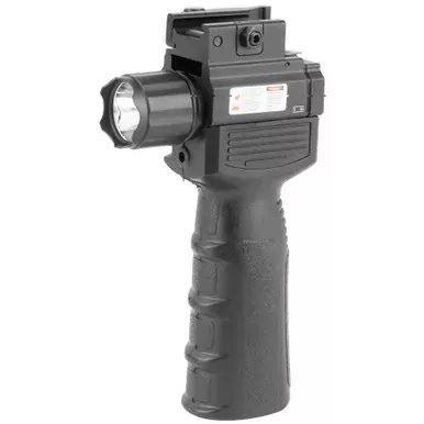 NcSTAR Flashlight & Laser Combo | Red Laser | Foregrip Fits Weaver/Picatinny Type Rails | Uses (2) CR123A Batteries (Included) | Black | VAQVGFLRV2