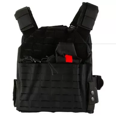 NcSTAR Laser Cut Plate Carrier | Black | Size Medium-2XL | Laser Cut MOLLE Slots | Kangaroo Pouch | Fits 10″x12″ Hard Plates | CVLCPC3050B