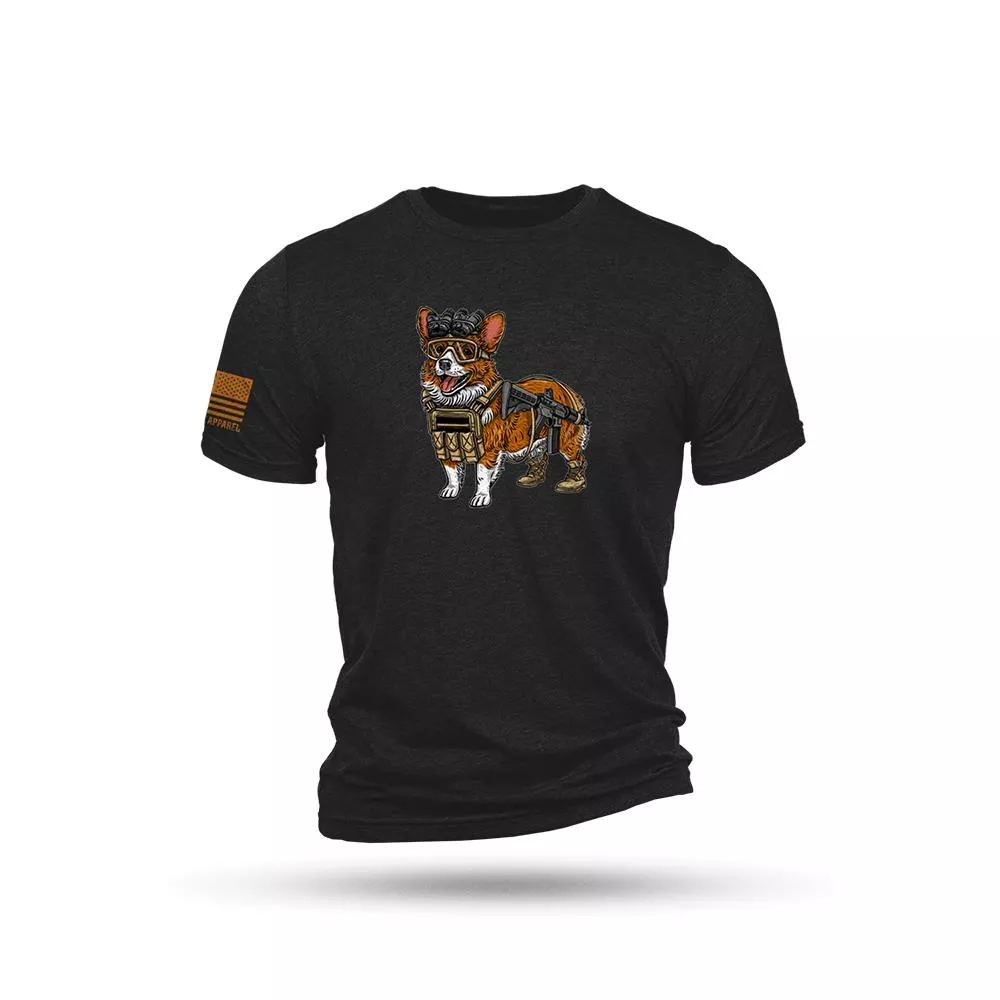 Nine Line Tactical Corgi Short Sleeve Shirt Charcoal Black Triblend M
