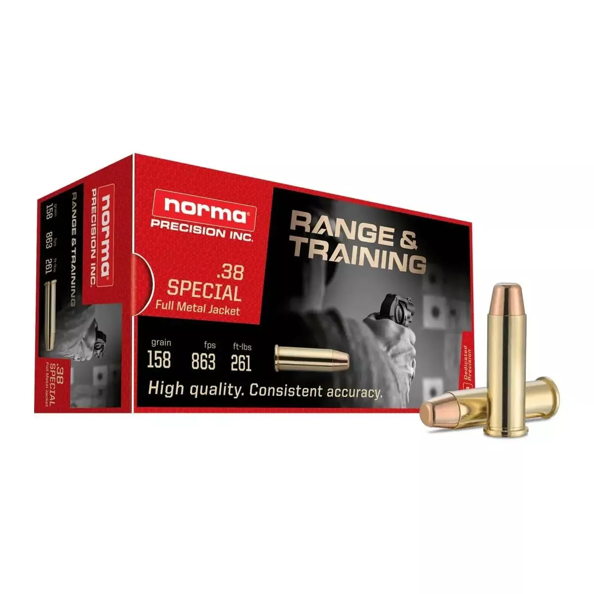 Norma Range & Training Rifle Ammunition .38 Spl 158 Grain FMJ 863 fps 50/ct