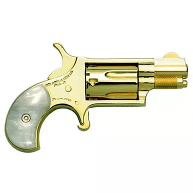 North American Arms Mini Revolver .22 LR 1.13″ Barrel 5+1 Round Gold Plated with White Pearl Grips